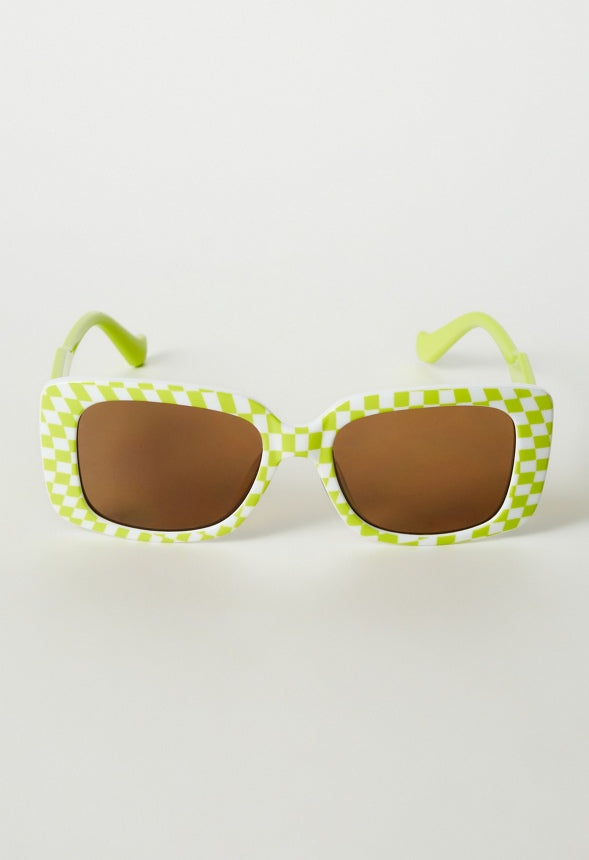 Checkered Frame Sunglasses Wild Lime
