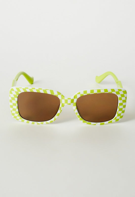 Checkered Frame Sunglasses Wild Lime