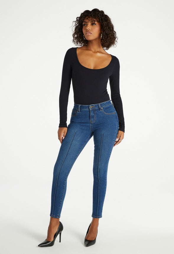 Mid Rise Pintuck Ankle Skinny Jeans Vibes