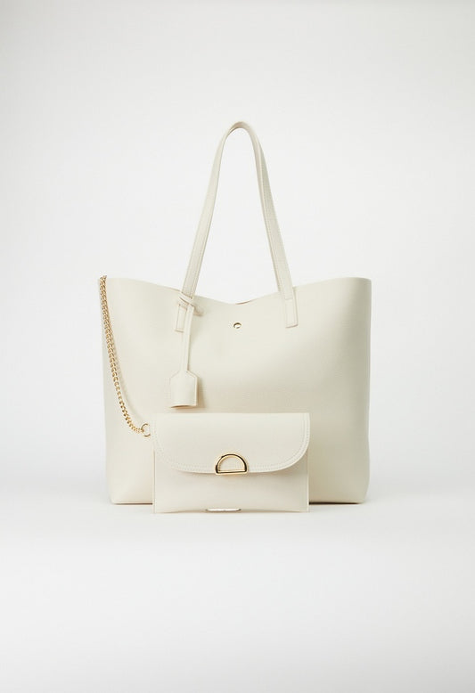 EAST AND WEST UNLINED TOTE Birch White