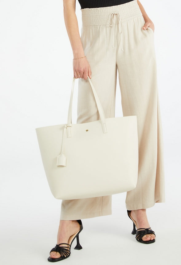 EAST AND WEST UNLINED TOTE Birch White