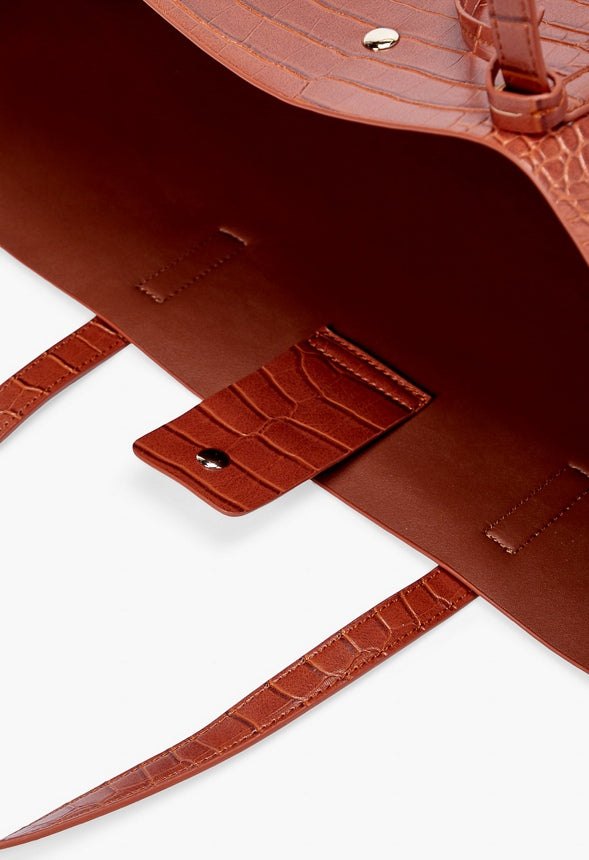 EAST / WEST UNLINED TOTE Luggage Croc