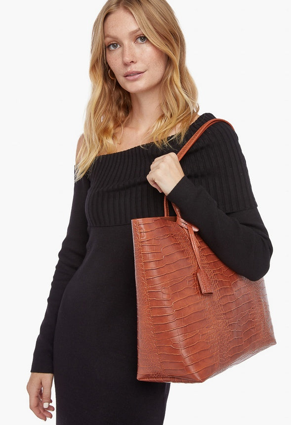 EAST / WEST UNLINED TOTE Luggage Croc