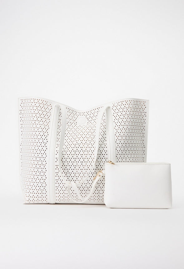 REVERSIBLE LASERCUT TOTE White