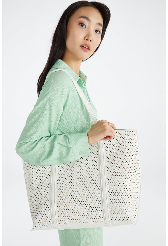 REVERSIBLE LASERCUT TOTE White