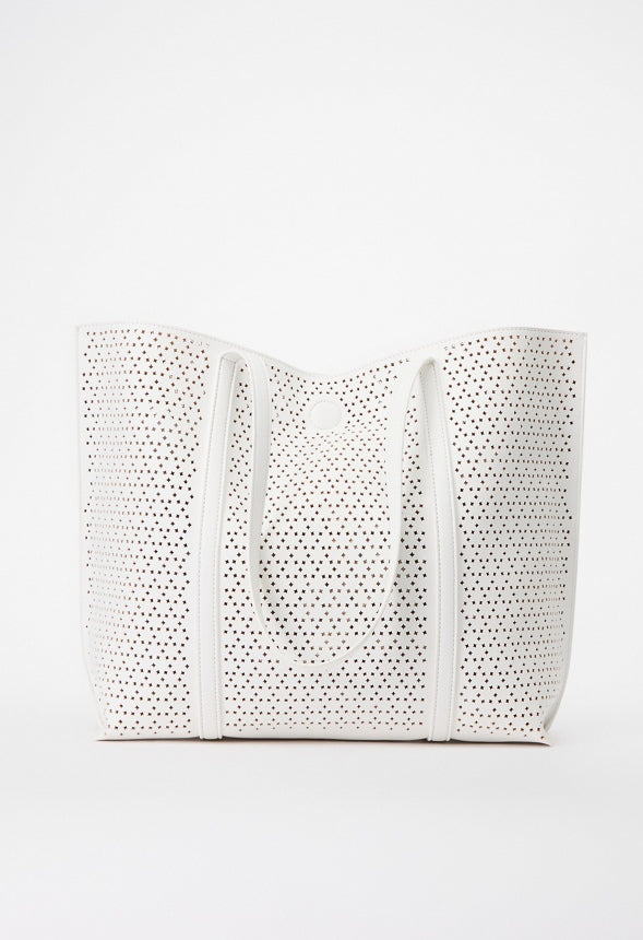 REVERSIBLE LASERCUT TOTE White