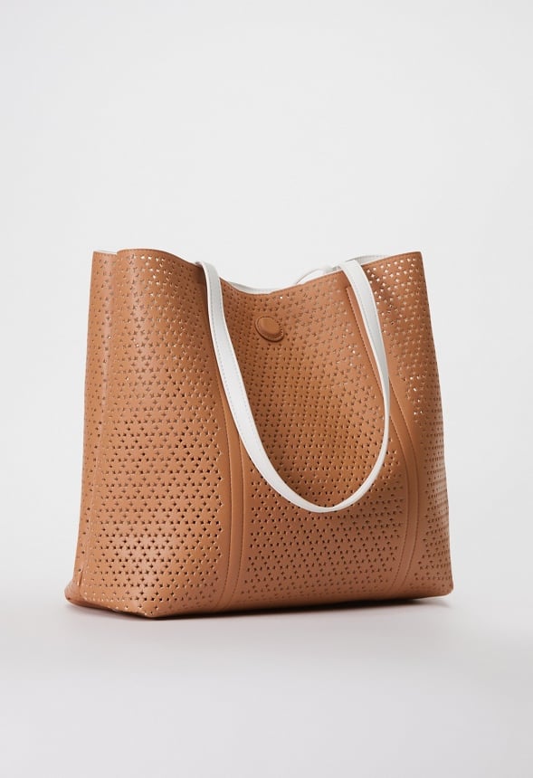 REVERSIBLE LASERCUT TOTE White