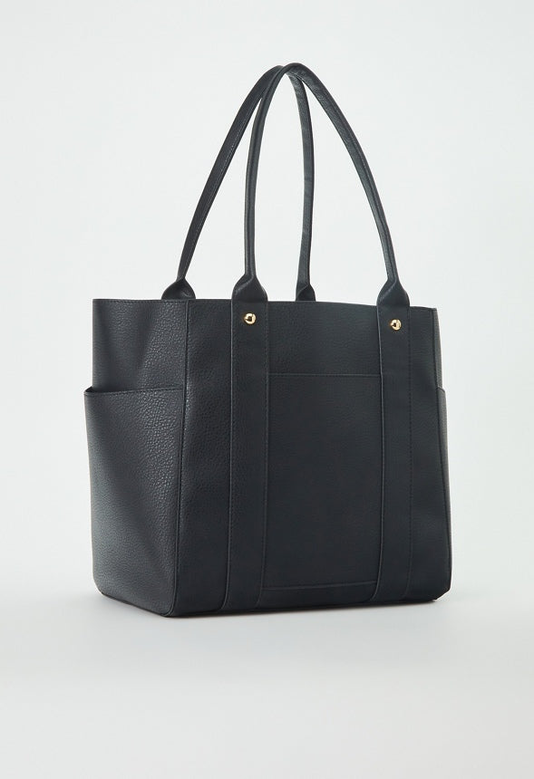 UNLINED MULTI POCKET TOTE Black