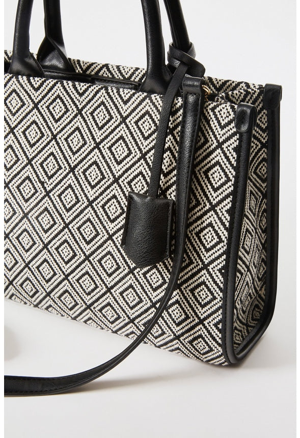 Boxy Tote With Crossbody Strap Black Multi