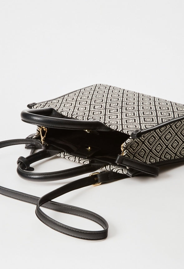 Boxy Tote With Crossbody Strap Black Multi