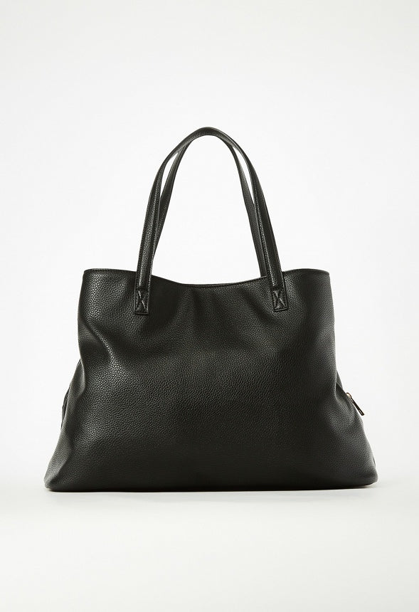 Triple Compartment Satchel Black