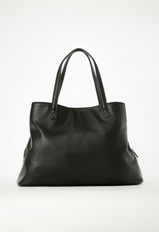 Triple Compartment Satchel Black
