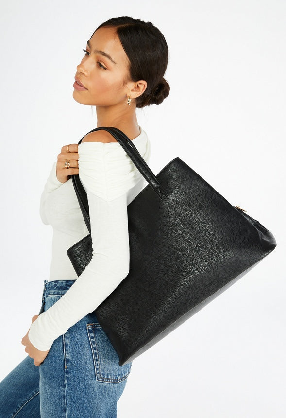 Triple Compartment Satchel Black