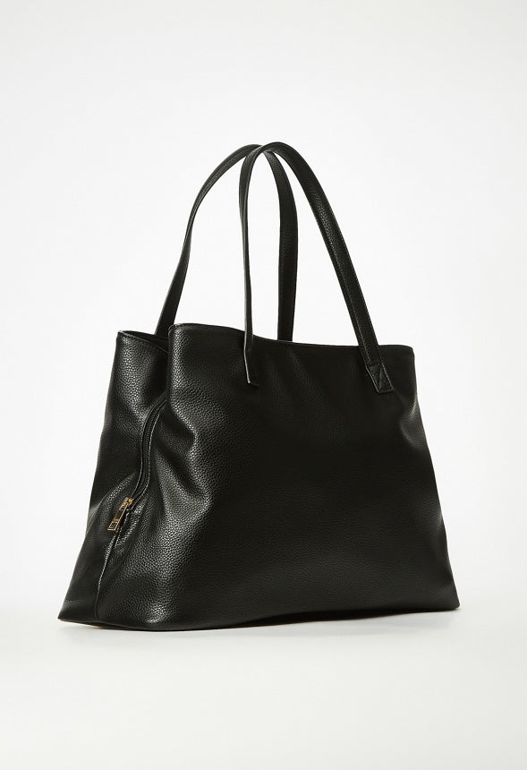 Triple Compartment Satchel Black
