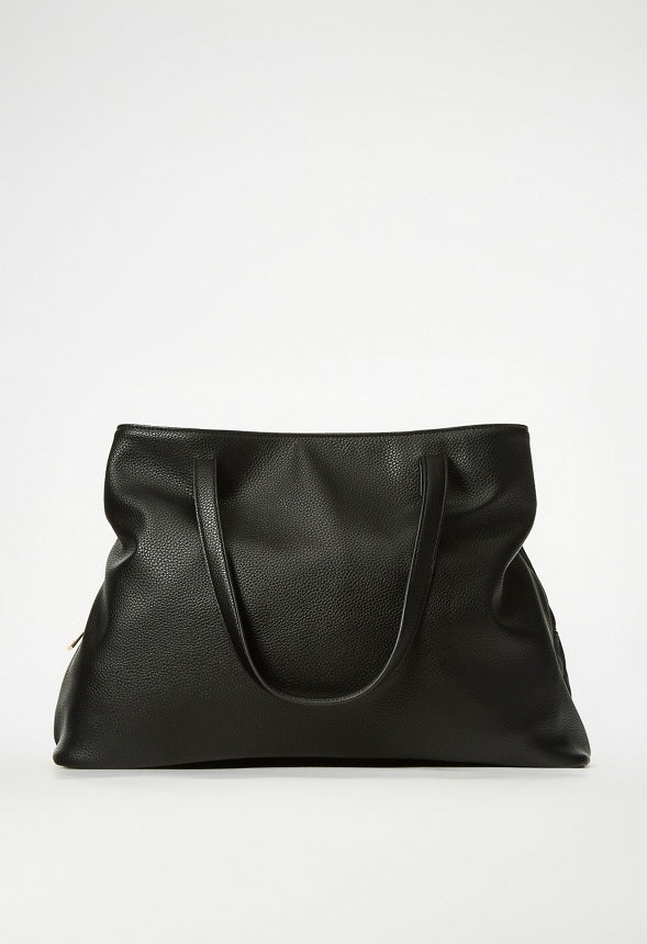 Triple Compartment Satchel Black