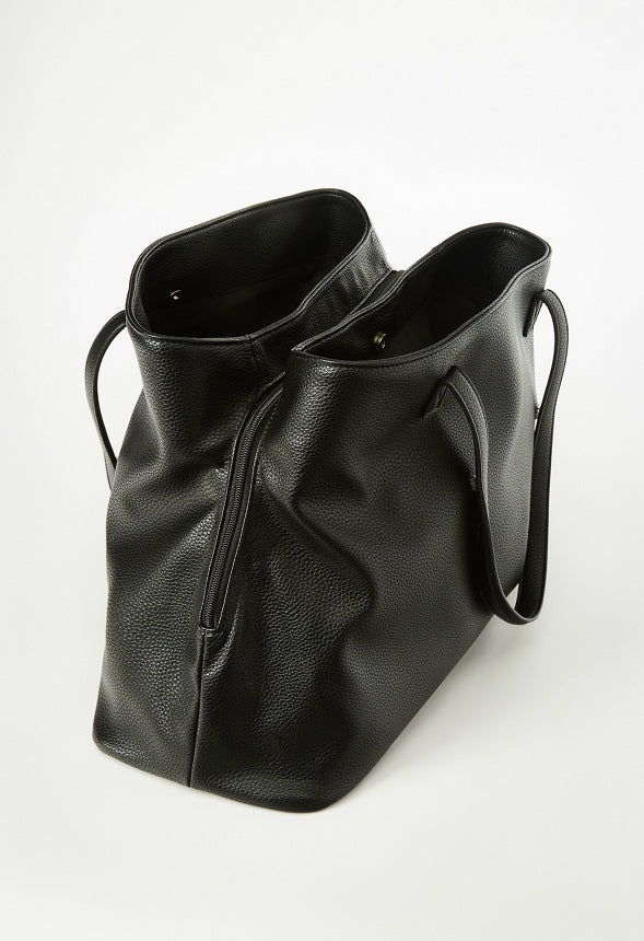 Triple Compartment Satchel Black
