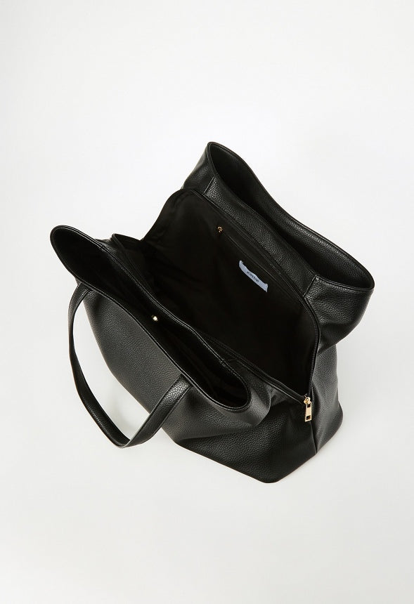 Triple Compartment Satchel Black