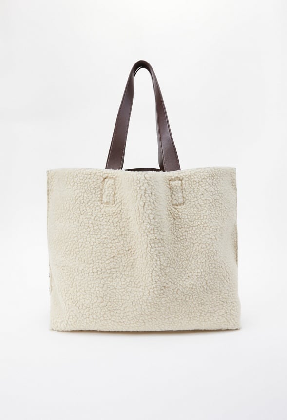 Reversible Sherpa Tote Birch White/ Coffee