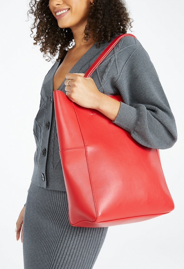North And South Tote Bright Red