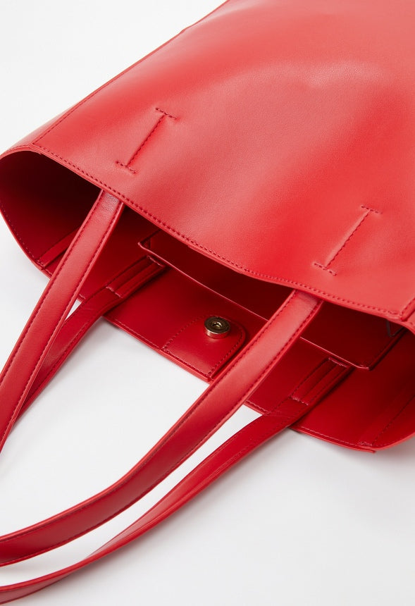 North And South Tote Bright Red