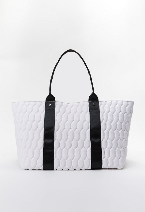 Oversized Quilted Travel Tote White/Black