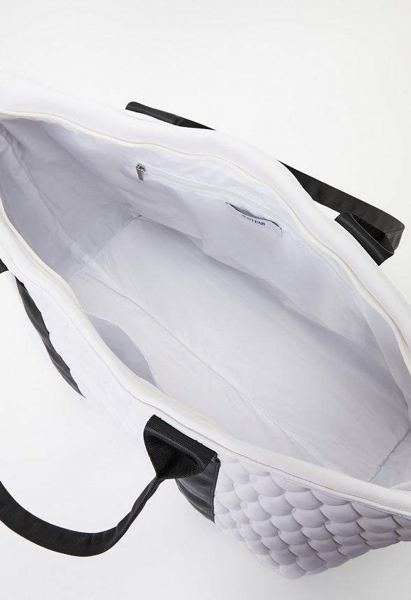 Oversized Quilted Travel Tote White/Black