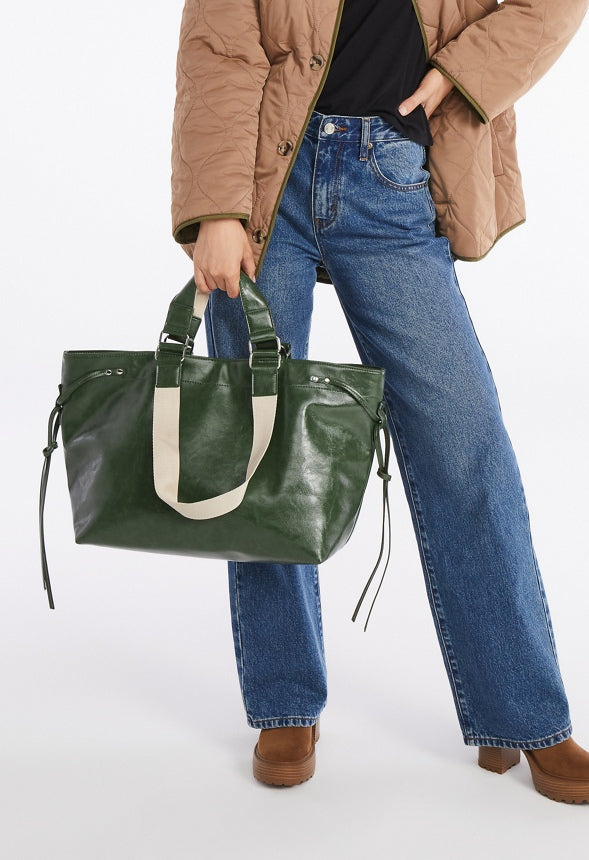 Double Strap Tote Bronze Green