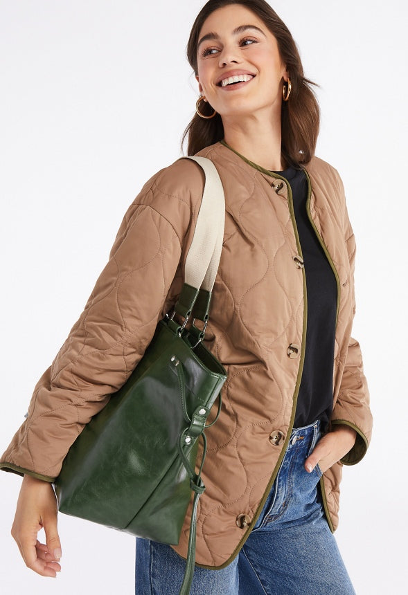 Double Strap Tote Bronze Green