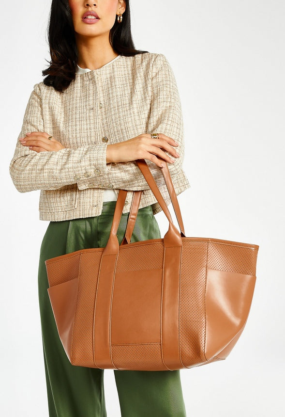 Perforated Carryall Tote Camel