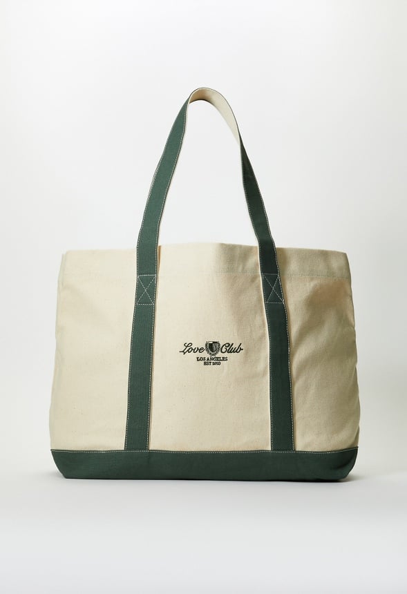 Classic Canvas Tote Green/ Natural