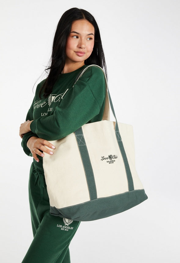 Classic Canvas Tote Green/ Natural