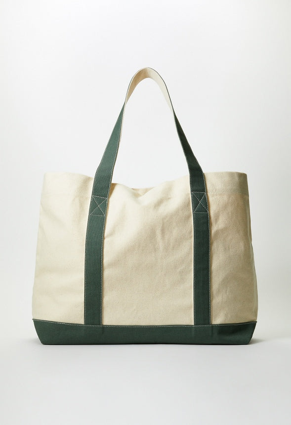 Classic Canvas Tote Green/ Natural