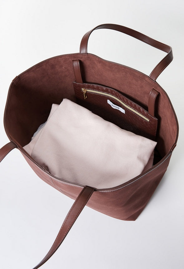 Woven Pocket Tote Chocolate Brown