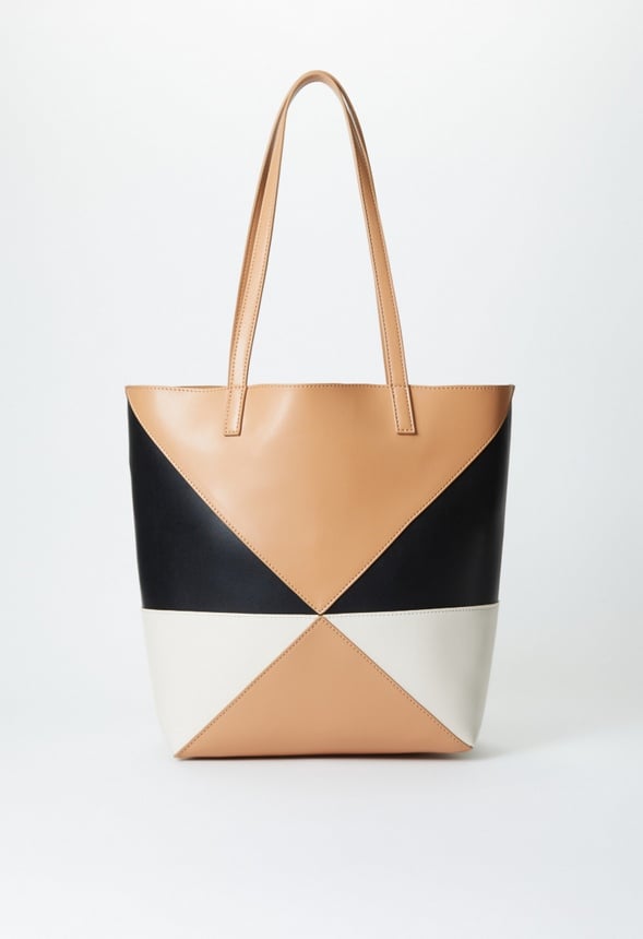Color Blocked Tote Camel Multi