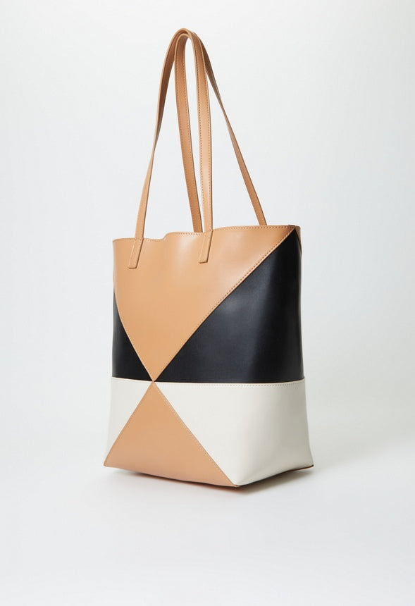 Color Blocked Tote Camel Multi