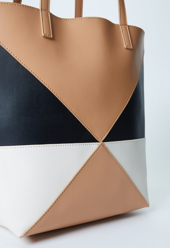 Color Blocked Tote Camel Multi