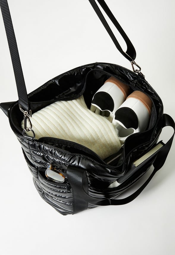 Quilted Nylon Tote Black