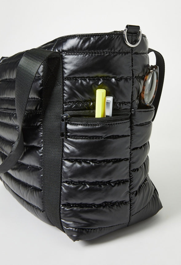 Quilted Nylon Tote Black
