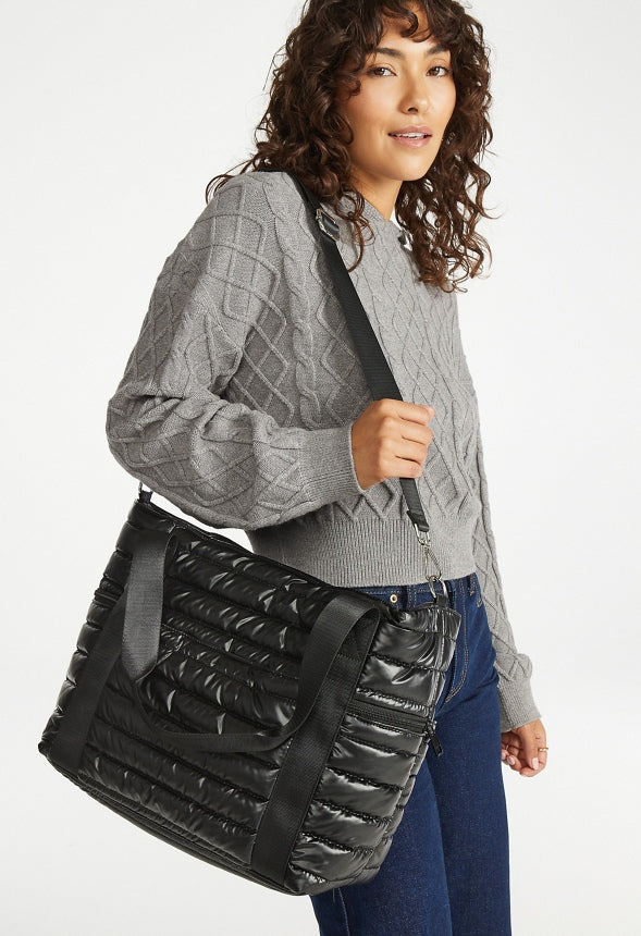 Quilted Nylon Tote Black