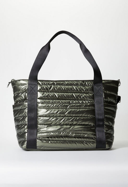 Quilted Nylon Tote Army Green