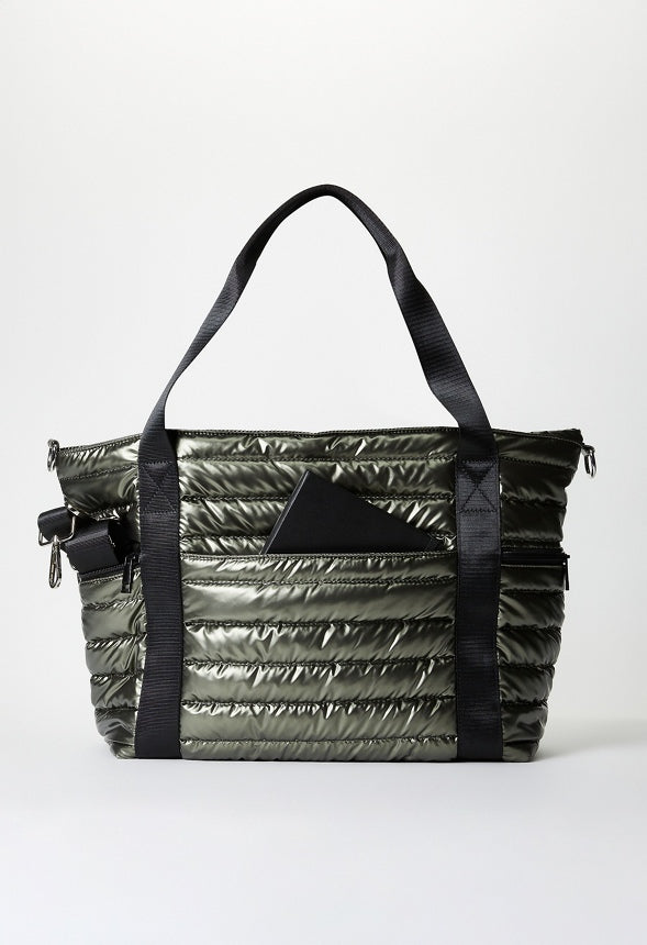 Quilted Nylon Tote Army Green