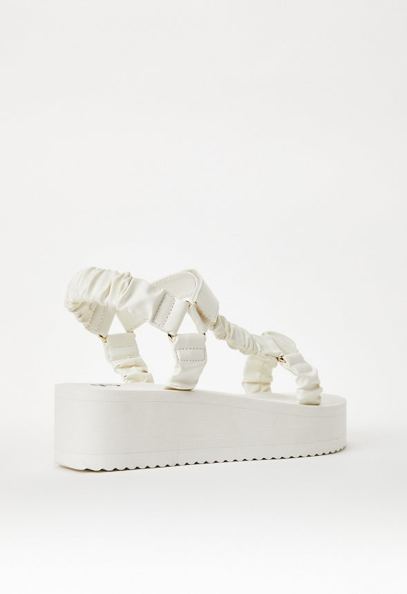 TANEISA RUCHED STRAP WEDGE White
