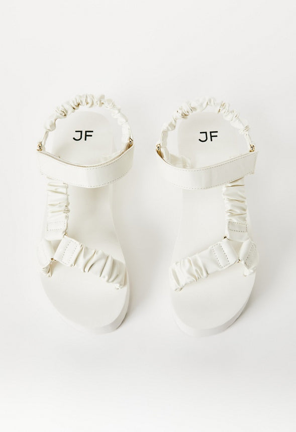 TANEISA RUCHED STRAP WEDGE White