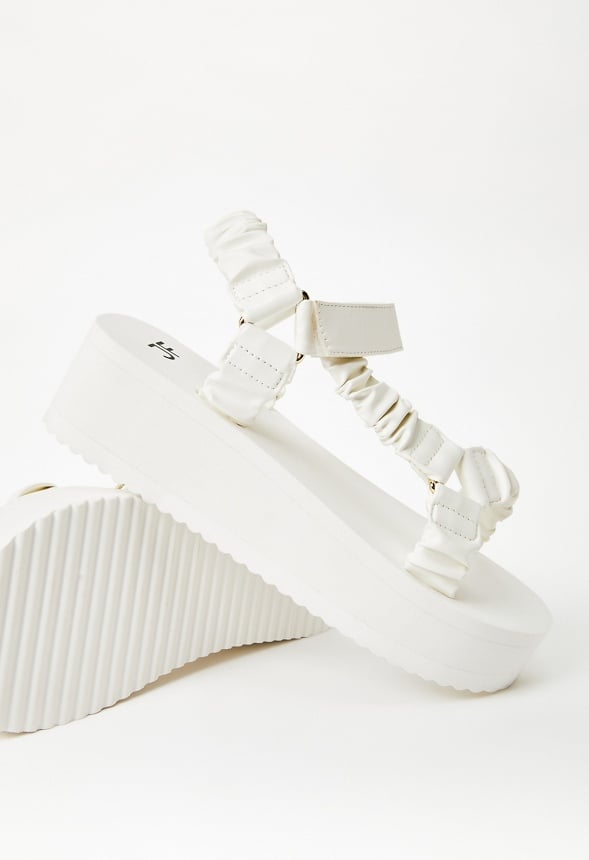 TANEISA RUCHED STRAP WEDGE White