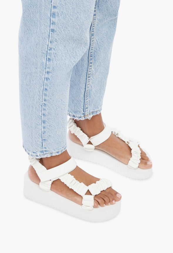 TANEISA RUCHED STRAP WEDGE White