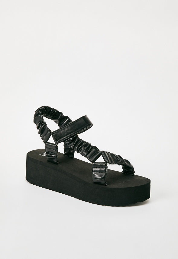 TANEISA RUCHED STRAP WEDGE Black