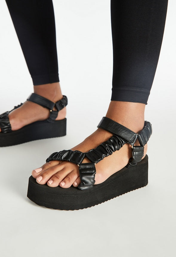 TANEISA RUCHED STRAP WEDGE Black