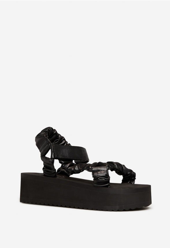TANEISA RUCHED STRAP WEDGE Black