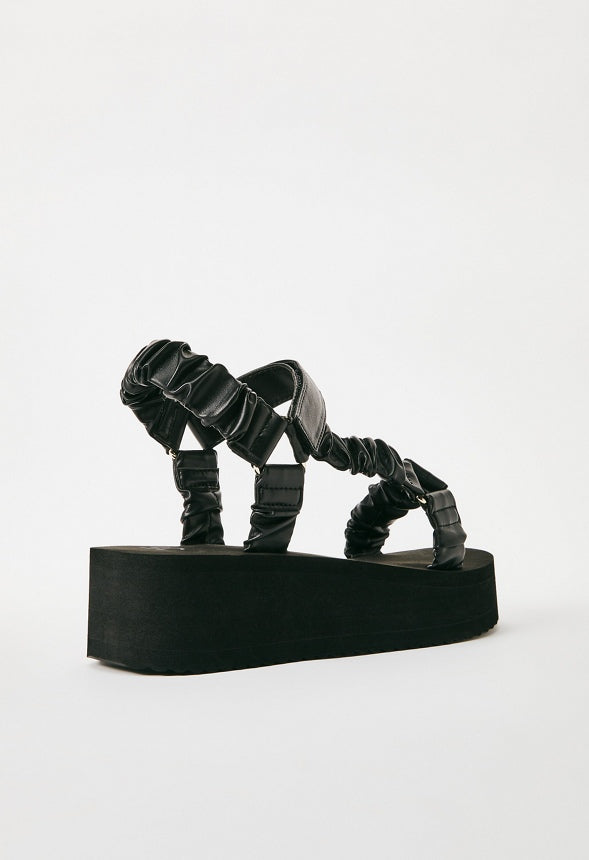 TANEISA RUCHED STRAP WEDGE Black