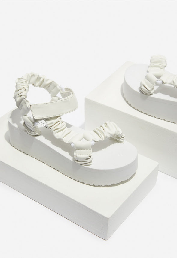 TANEISA RUCHED STRAP WEDGE White